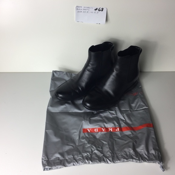 PRADA WOMEN'S BLACK BOOTS SIZE 35.5 US 5.5 - Picture 14 of 16